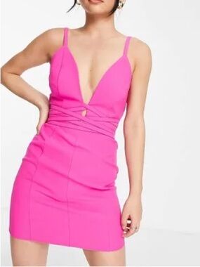 ASOS Hot Pink Tie Mini Dress